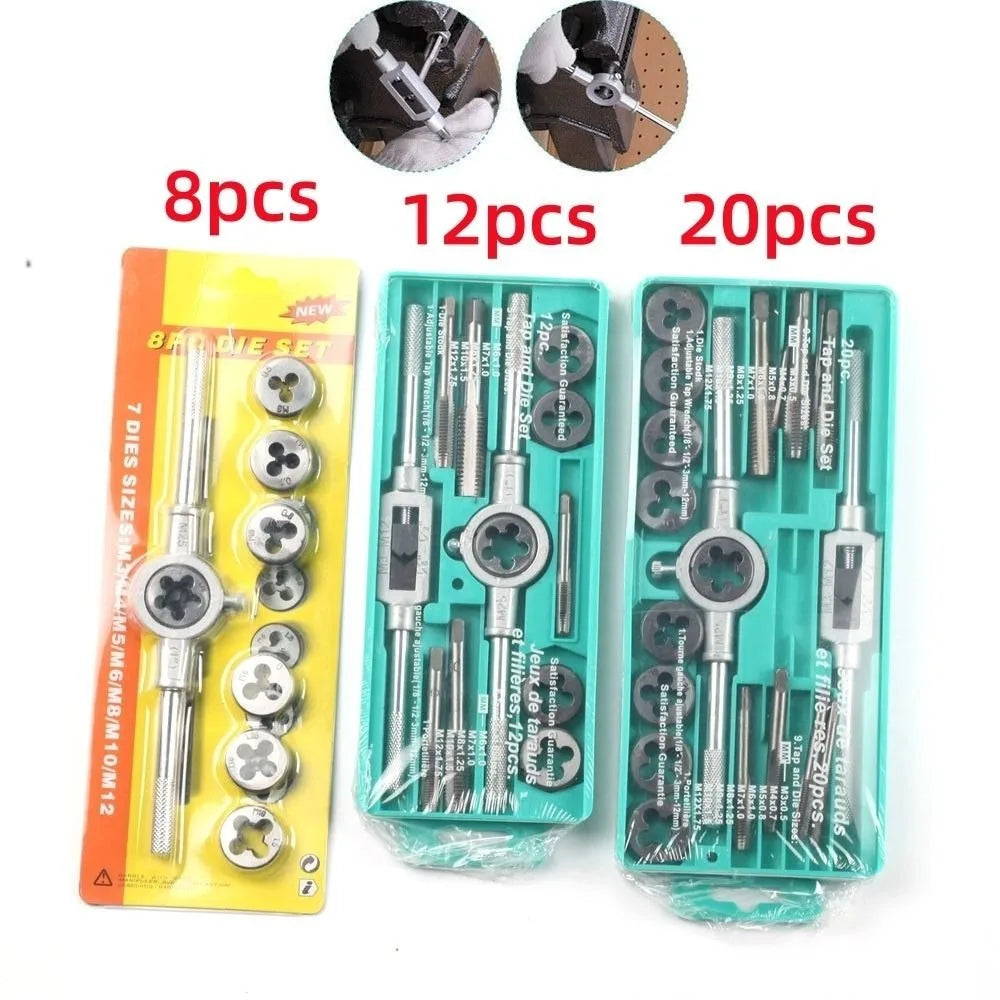 8/12/20PCS Multi-specification Metric Hand Tap and Die Set
