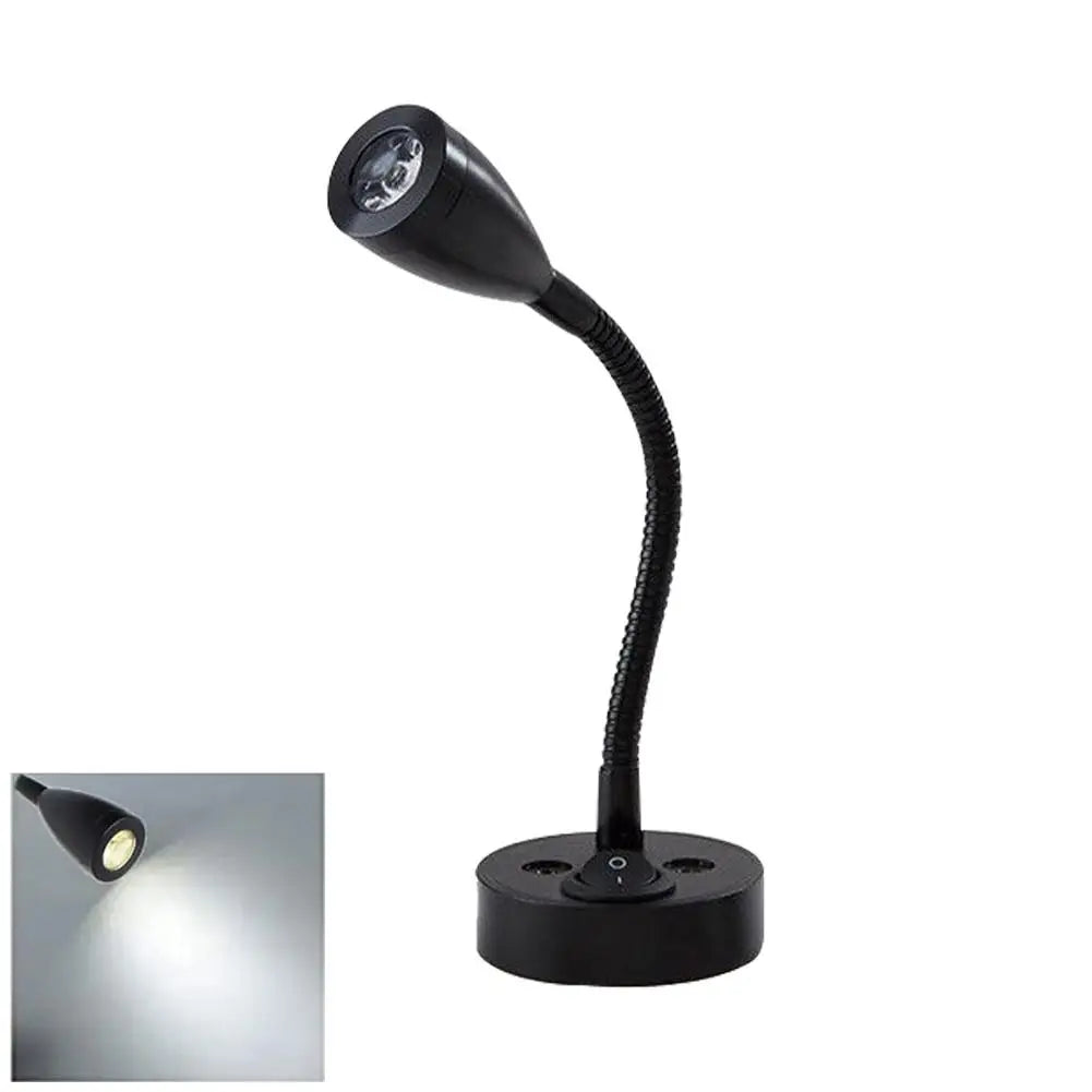 Black LED reading light with USB and flexible neck
