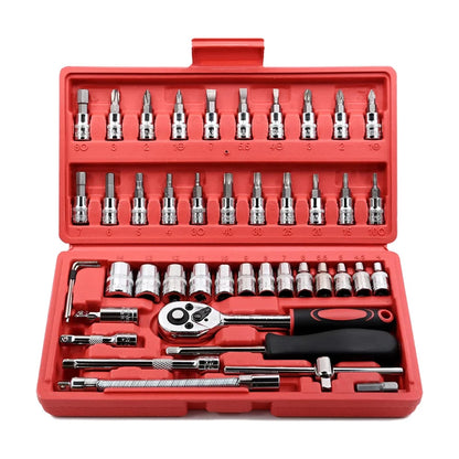 46 Pieces 1/4 Inch Drive Socket Ratchet Wrench Set