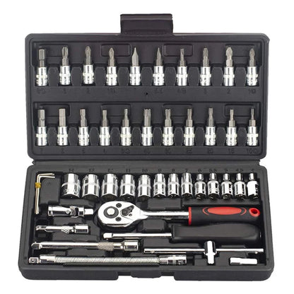 46 Pieces 1/4 Inch Drive Socket Ratchet Wrench Set