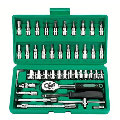 46 Pieces 1/4 Inch Drive Socket Ratchet Wrench Set