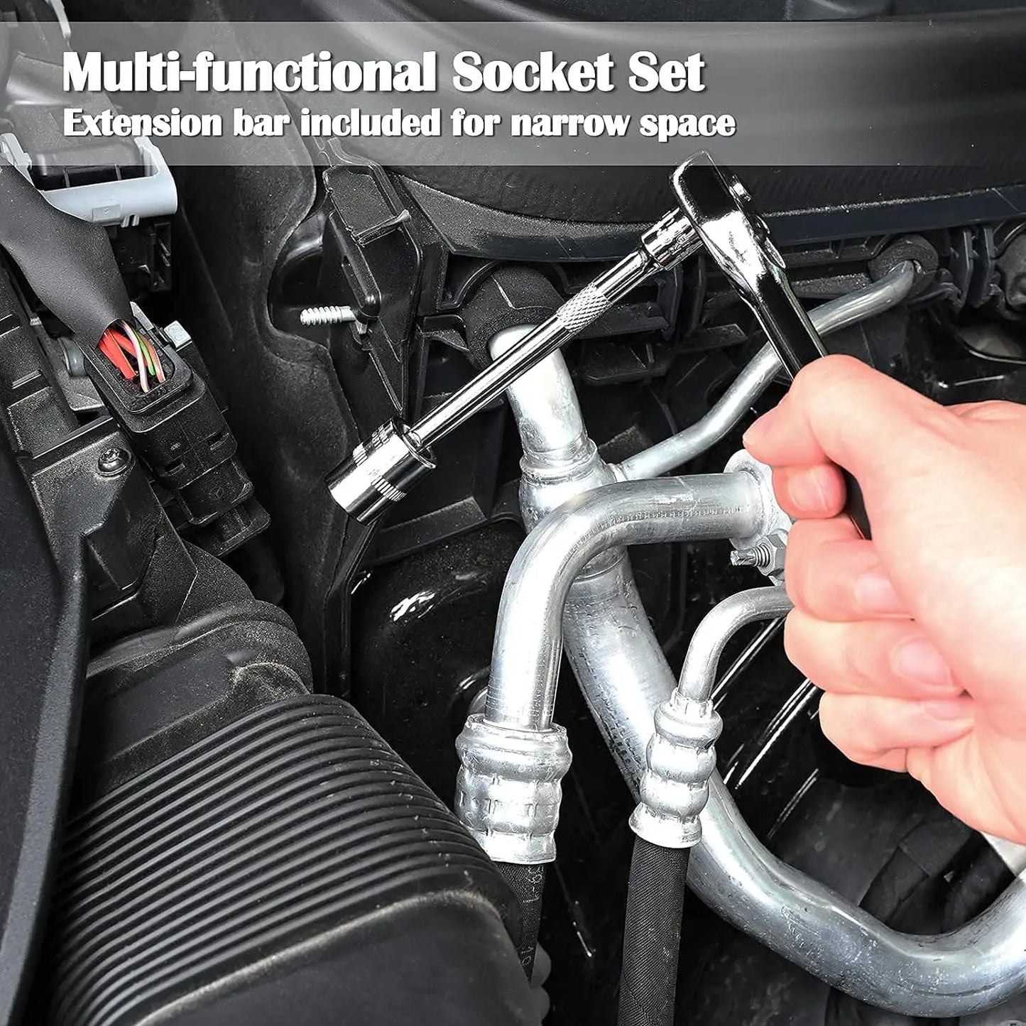 46 Pieces 1/4 Inch Drive Socket Ratchet Wrench Set